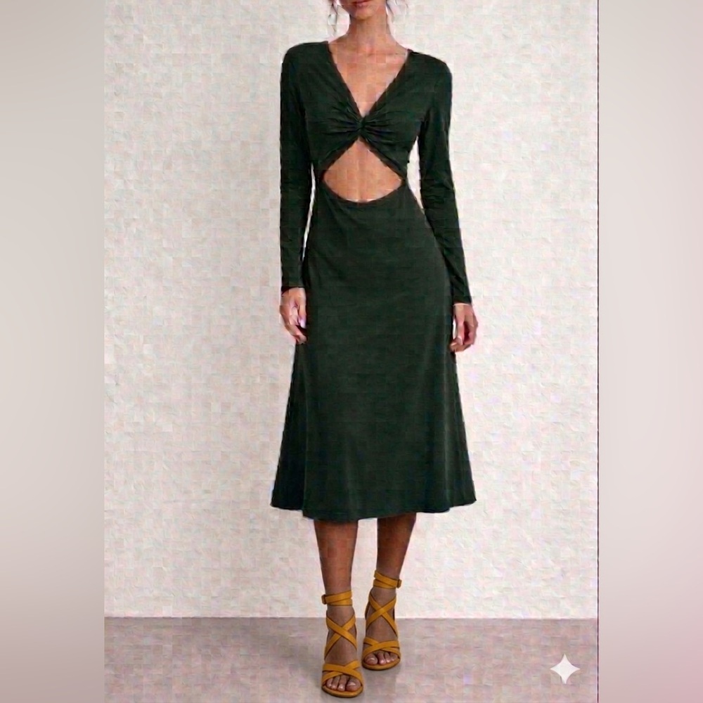 Old Navy fit and flare olive green  Long Sleeve Dress.